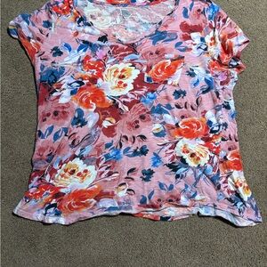 Floral Women's Top - Pink and Red